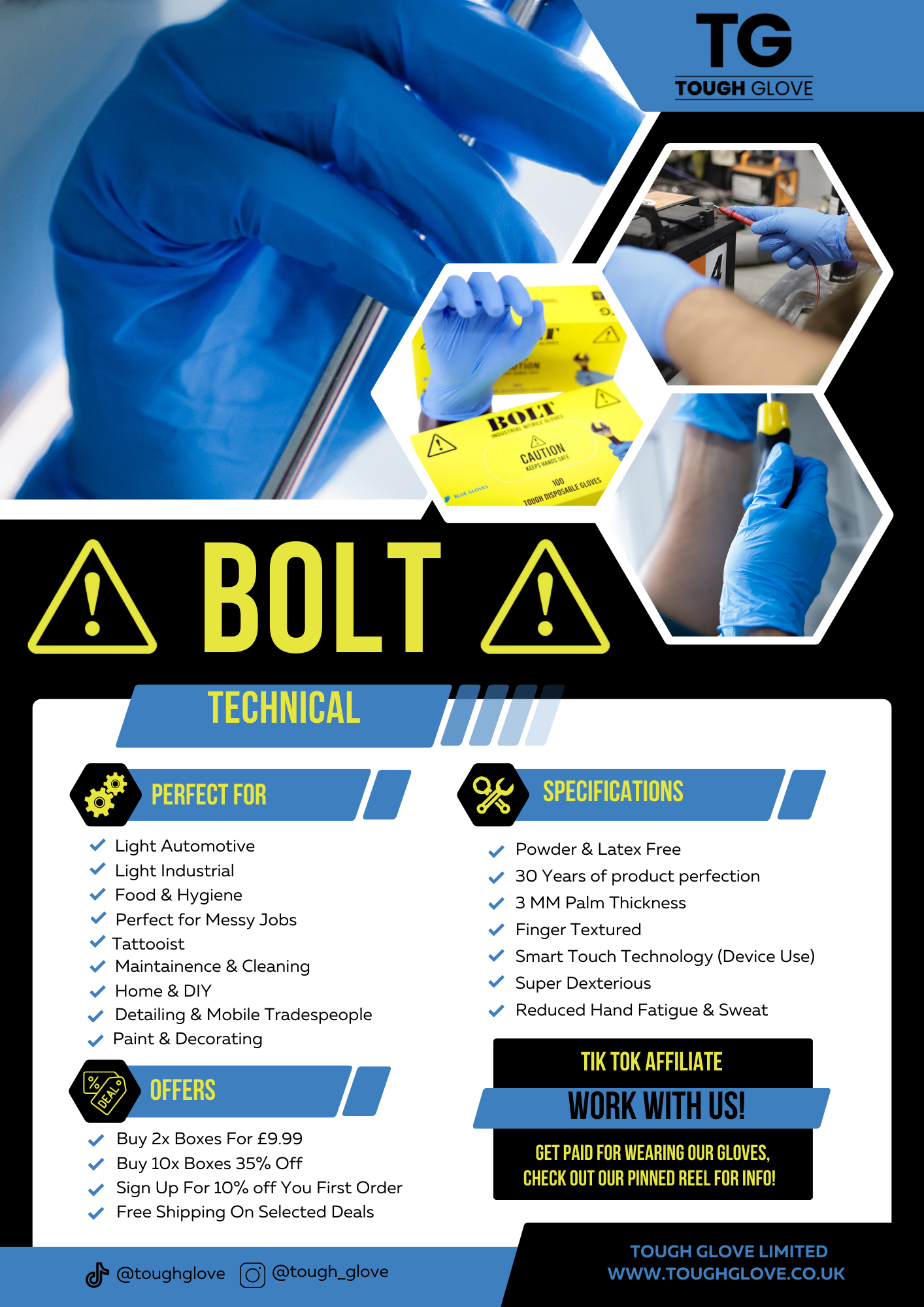 Bolt Gloves - By Tough Glove -  BOX OF 100