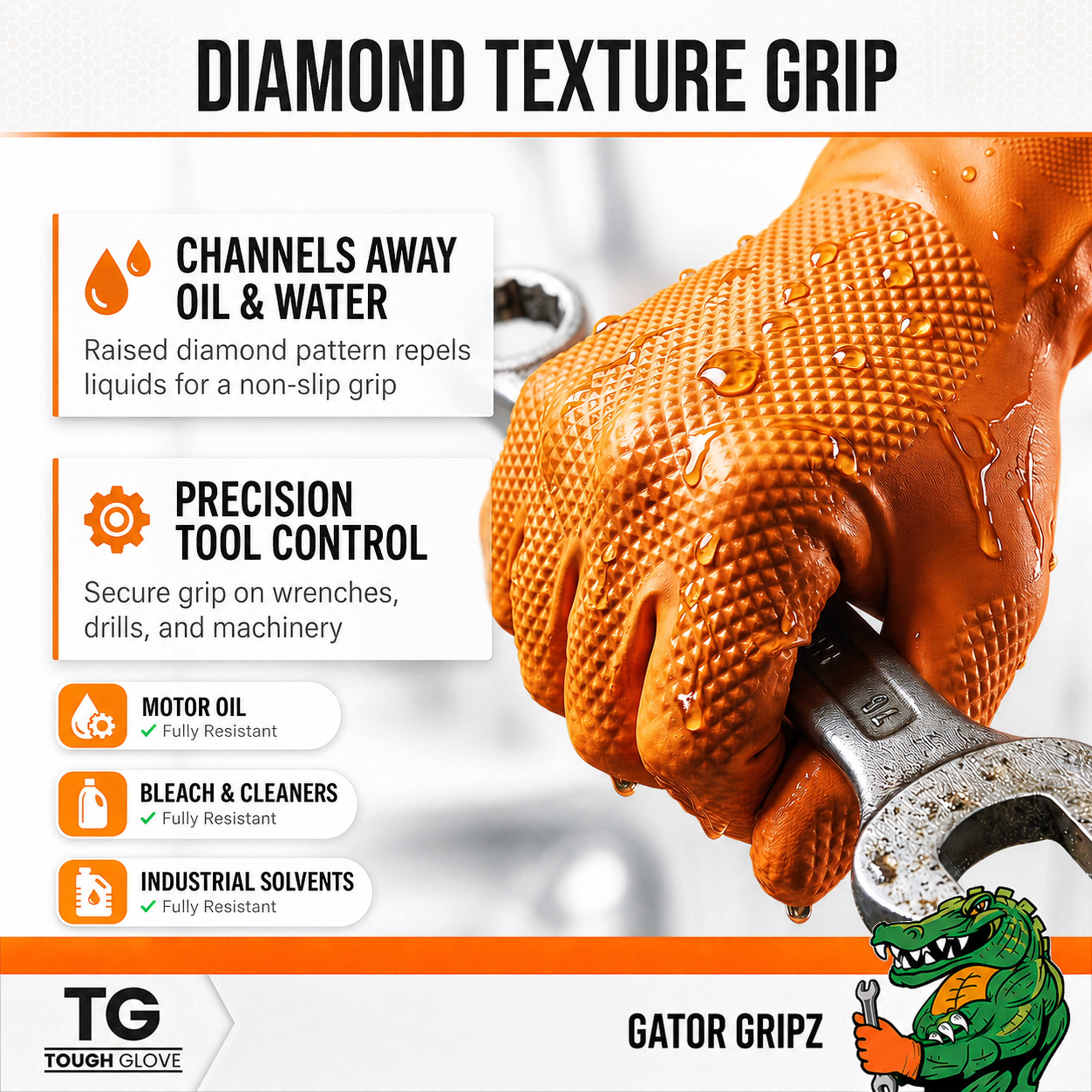Gator Gripz 12 Mil Diamond Grip Nitrile Gloves