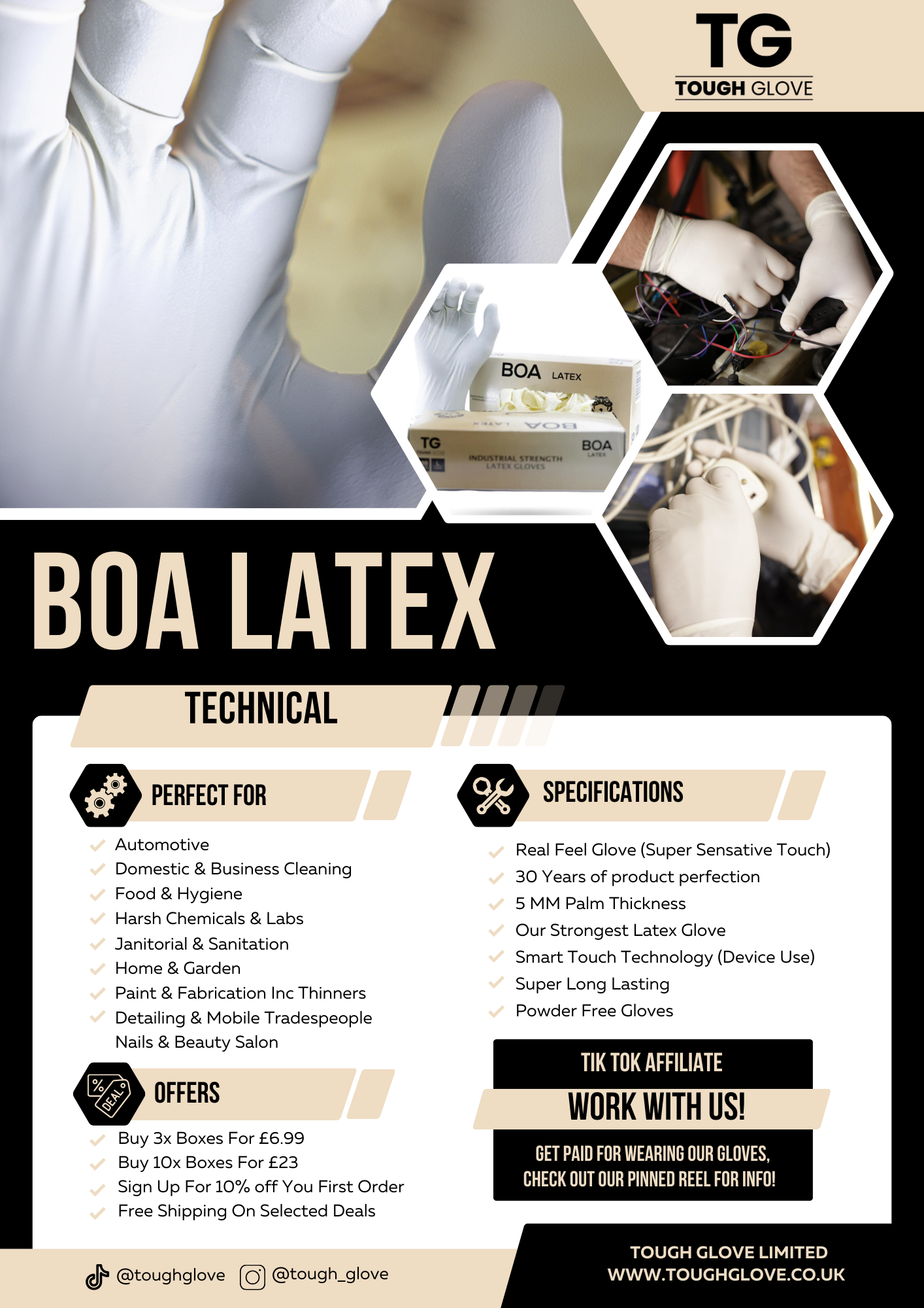 Latex Gloves - By Tough Glove