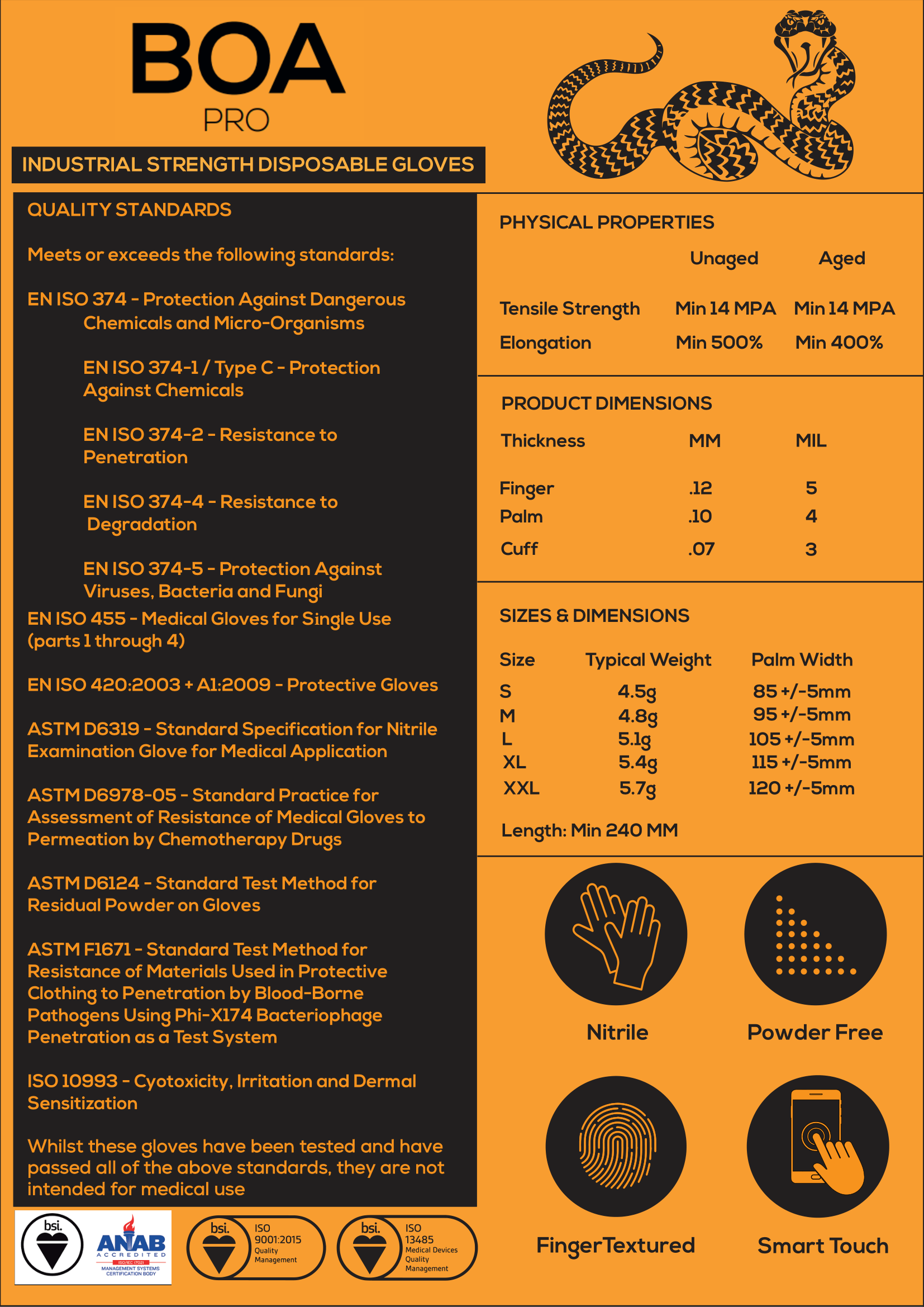 BOA Pro - By Tough Glove - BOX OF 100 - Tough Glove