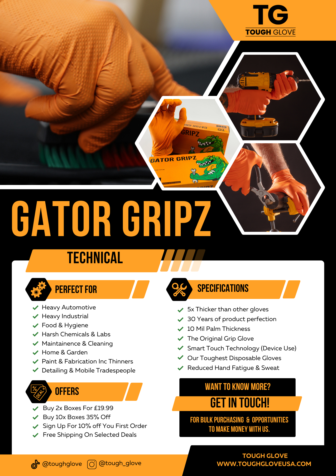 Gator Gripz - By Tough Glove -  BOX OF 50