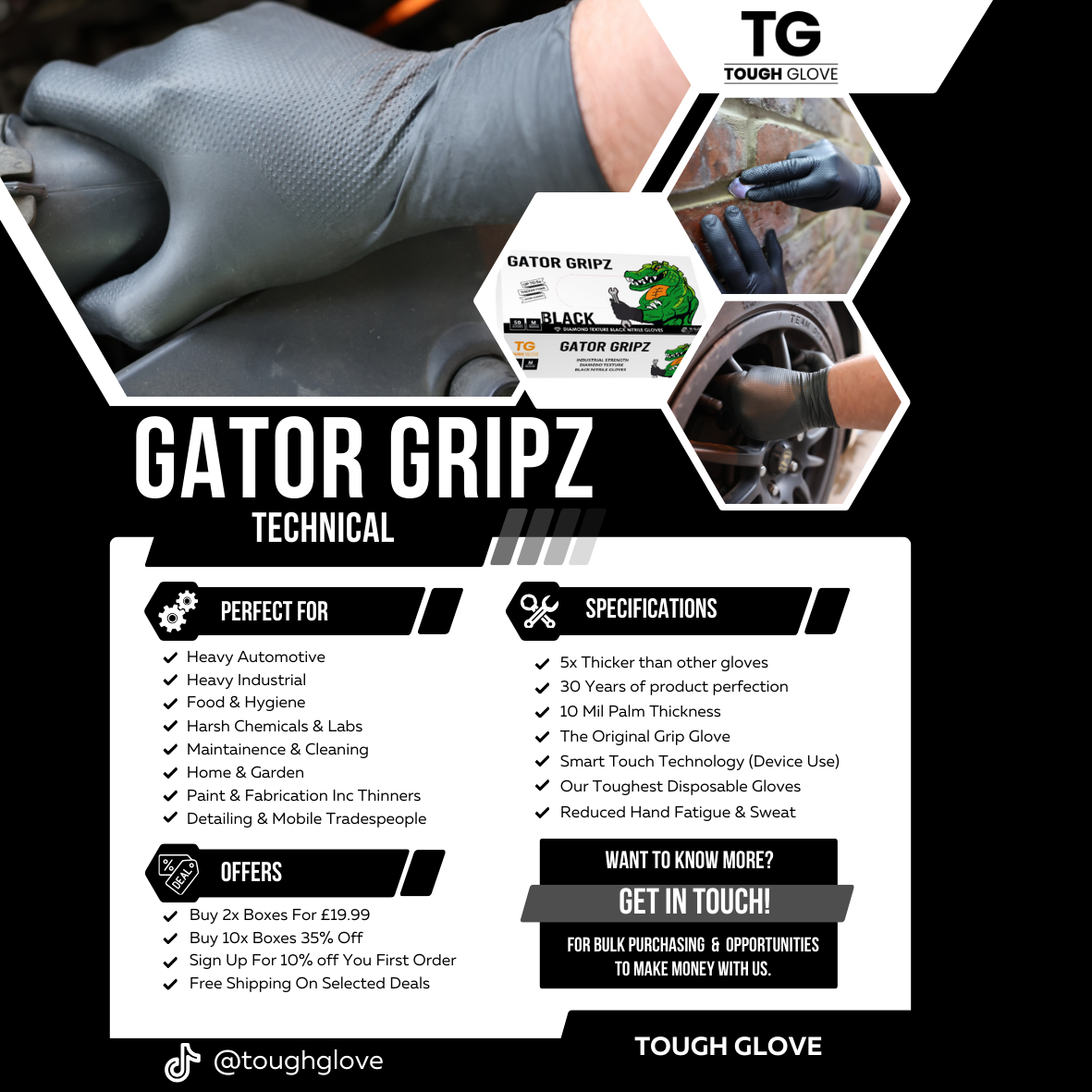 New Arrivals Bundle (100 Gloves) - 1 Box of Black Gator gripz (50 Gloves)+  1 Box of Boa Gripz (50 Gloves)