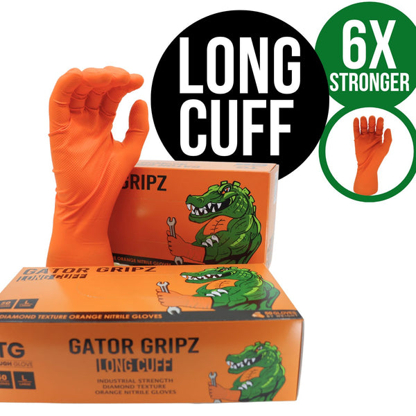 RATS L MC GLOVE ラッツ オレンジ　FLUTTER Gator Gripz Long Cuff Nitrile Gloves | Extended Cuff | Tough Glove